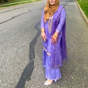 3 piece maslin dress with sharara  pant and maslin dupatta kurta set kameez set